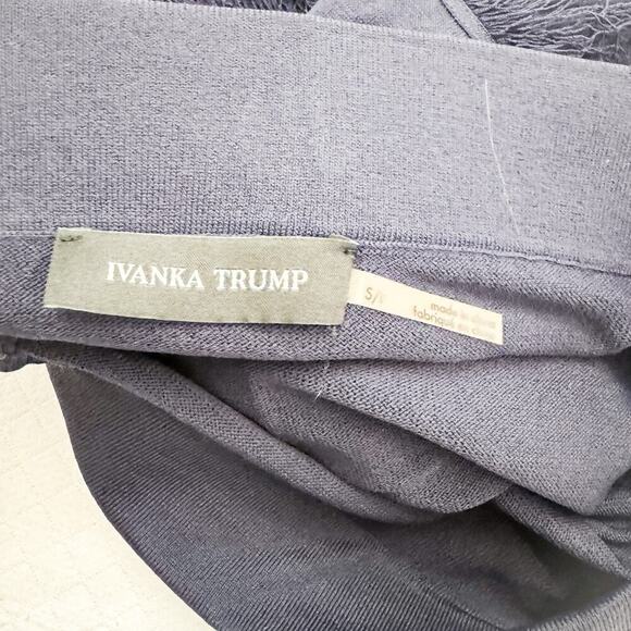 Ivanka Two Tiered Fringe Pencil Skirt Navy Size Small - Picture 6 of 6